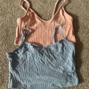 SHEIN Ribbed Camisoles in Peach and Blue